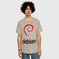 Футболка оверсайз мужская Debian, цвет: миндальный — фото 2
