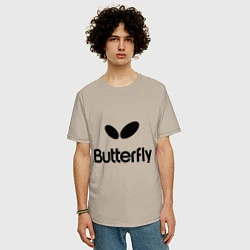 Футболка оверсайз мужская Butterfly Logo, цвет: миндальный — фото 2