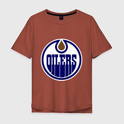 Футболка оверсайз мужская Edmonton Oilers, цвет: кирпичный