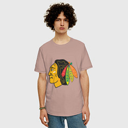 Футболка оверсайз мужская Chicago Blackhawks, цвет: пыльно-розовый — фото 2