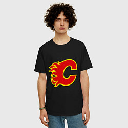 Футболка оверсайз мужская Calgary Flames, цвет: черный — фото 2