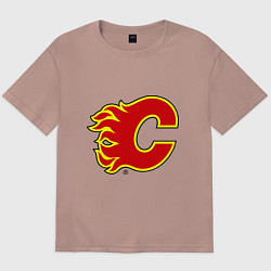 Футболка оверсайз мужская Calgary Flames, цвет: пыльно-розовый