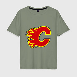 Футболка оверсайз мужская Calgary Flames, цвет: авокадо