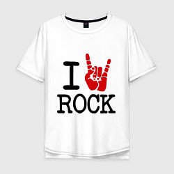 Футболка оверсайз мужская I love rock, цвет: белый