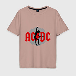Футболка оверсайз мужская AC/DC: Angus Young, цвет: пыльно-розовый