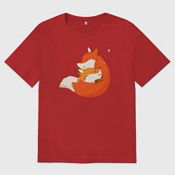 Футболка оверсайз мужская Лисички, цвет: красный