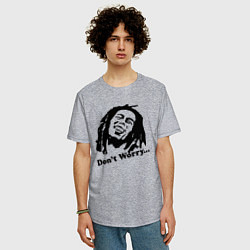 Футболка оверсайз мужская Bob Marley: Don't worry, цвет: меланж — фото 2