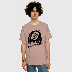 Футболка оверсайз мужская Bob Marley: Don't worry, цвет: пыльно-розовый — фото 2