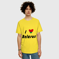 Футболка оверсайз мужская I love Belarus, цвет: желтый — фото 2