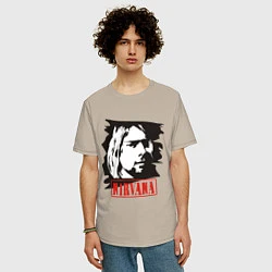 Футболка оверсайз мужская Nirvana: Kurt Cobain, цвет: миндальный — фото 2