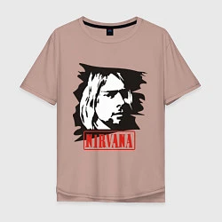 Футболка оверсайз мужская Nirvana: Kurt Cobain, цвет: пыльно-розовый