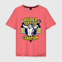 Футболка оверсайз мужская Never Give Up: Cenation, цвет: коралловый