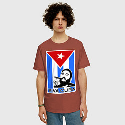 Футболка оверсайз мужская Fidel: Viva, Cuba!, цвет: кирпичный — фото 2