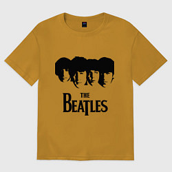 Футболка оверсайз мужская The Beatles: Faces, цвет: горчичный