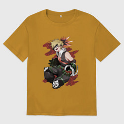 Футболка оверсайз мужская Кацуки Бакугоу, цвет: горчичный