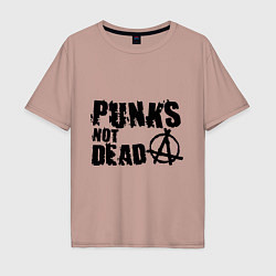 Футболка оверсайз мужская Punks not dead, цвет: пыльно-розовый