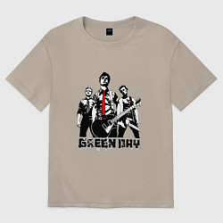 Футболка оверсайз мужская Группа Green Day, цвет: миндальный