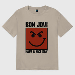 Футболка оверсайз мужская Bon Jovi: Have a nice day, цвет: миндальный