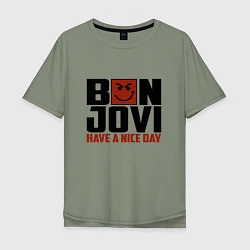 Футболка оверсайз мужская Bon Jovi: Nice day, цвет: авокадо