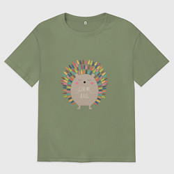 Футболка оверсайз мужская Hedgehog: give me a hug, цвет: авокадо