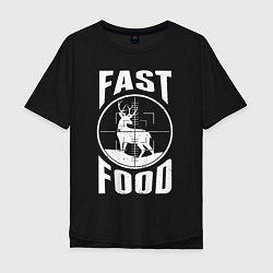 Футболка оверсайз мужская FAST FOOD олень в прицеле, цвет: черный