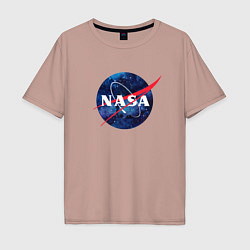 Футболка оверсайз мужская NASA: Cosmic Logo, цвет: пыльно-розовый