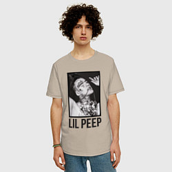 Футболка оверсайз мужская Lil Peep: Black Style, цвет: миндальный — фото 2
