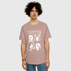 Футболка оверсайз мужская Led Zeppelin Band, цвет: пыльно-розовый — фото 2