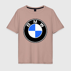 Футболка оверсайз мужская Logo BMW, цвет: пыльно-розовый