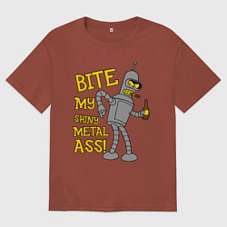 Футболка оверсайз мужская Bite my shunny metal ass, цвет: кирпичный