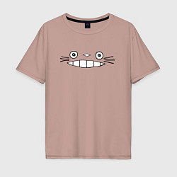 Футболка оверсайз мужская Totoro face, цвет: пыльно-розовый