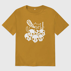 Футболка оверсайз мужская Cat Got Your Soul, цвет: горчичный