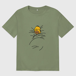 Футболка оверсайз мужская Спящий Гомер, цвет: авокадо