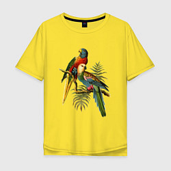 Футболка оверсайз мужская Тропические попугаи, цвет: желтый