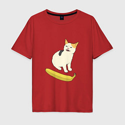 Мужская футболка оверсайз Cat no banana meme