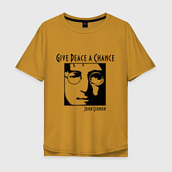 Футболка оверсайз мужская Give Peace a Chance, цвет: горчичный