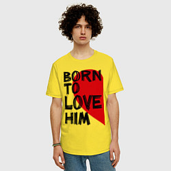 Футболка оверсайз мужская Born to love him, цвет: желтый — фото 2