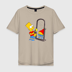 Мужская футболка оверсайз Барт у зеркала