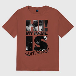 Футболка оверсайз мужская My name is slim shady, цвет: кирпичный