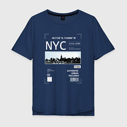 Футболка оверсайз мужская NYC Style, цвет: тёмно-синий
