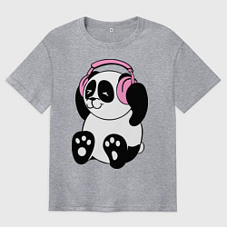 Мужская футболка оверсайз Panda in headphones панда в наушниках