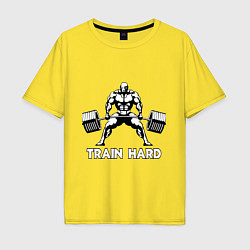 Футболка оверсайз мужская Train hard тренируйся усердно, цвет: желтый