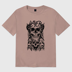 Футболка оверсайз мужская Slayer Skulls, цвет: пыльно-розовый