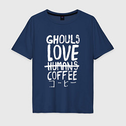 Футболка оверсайз мужская Ghouls Love Coffee, цвет: тёмно-синий