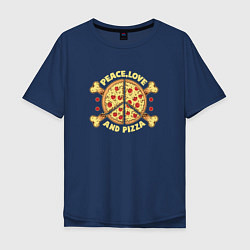 Мужская футболка оверсайз Мир, Любовь и Пицца