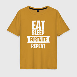 Футболка оверсайз мужская Eat Sleep Fortnite Repeat, цвет: горчичный
