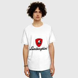 Футболка оверсайз мужская Logo lamborghini, цвет: белый — фото 2