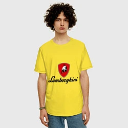 Футболка оверсайз мужская Logo lamborghini, цвет: желтый — фото 2