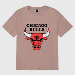 Футболка оверсайз мужская Chicago Bulls, цвет: пыльно-розовый