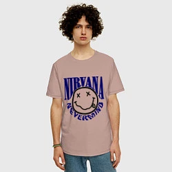 Футболка оверсайз мужская Nevermind Nirvana, цвет: пыльно-розовый — фото 2